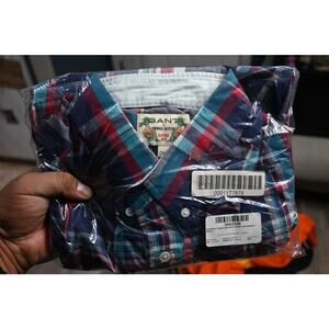 GANT by Michael Bastian Plaid Shirt Men’s 2XL Summer 2011 NWT Madras Navy